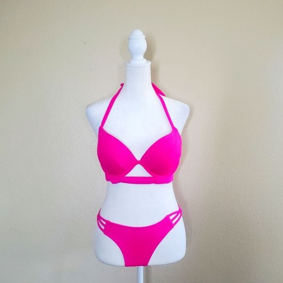 Victoria's Secret Hot Pink Bikini, 36C, Medium - Picture 1 of 3
